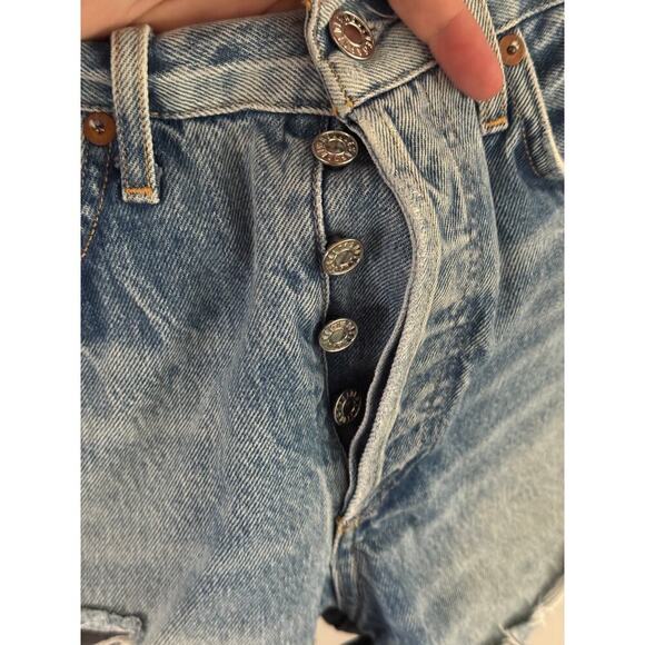 AGOLDE Dee High Rise Distressed Denim Shorts Size 24 - Picture 3 of 6